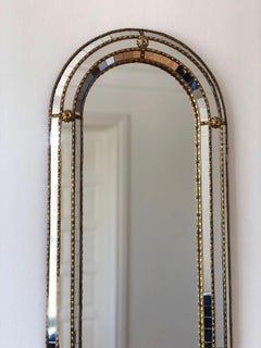 Pair of Large Vintage Venetian Full Length Brass Mirrors – Gold Hollywood Regenc