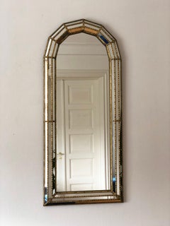 Pair of Large Vintage Venetian Full Length Brass Mirrors – Gold Hollywood Regenc