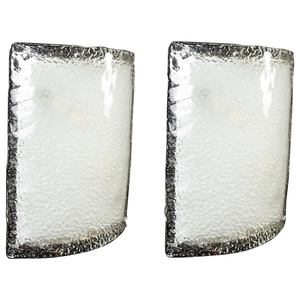 Pair of Large Vistosi Murano Glass  Sconces or Wall Lights, 1970