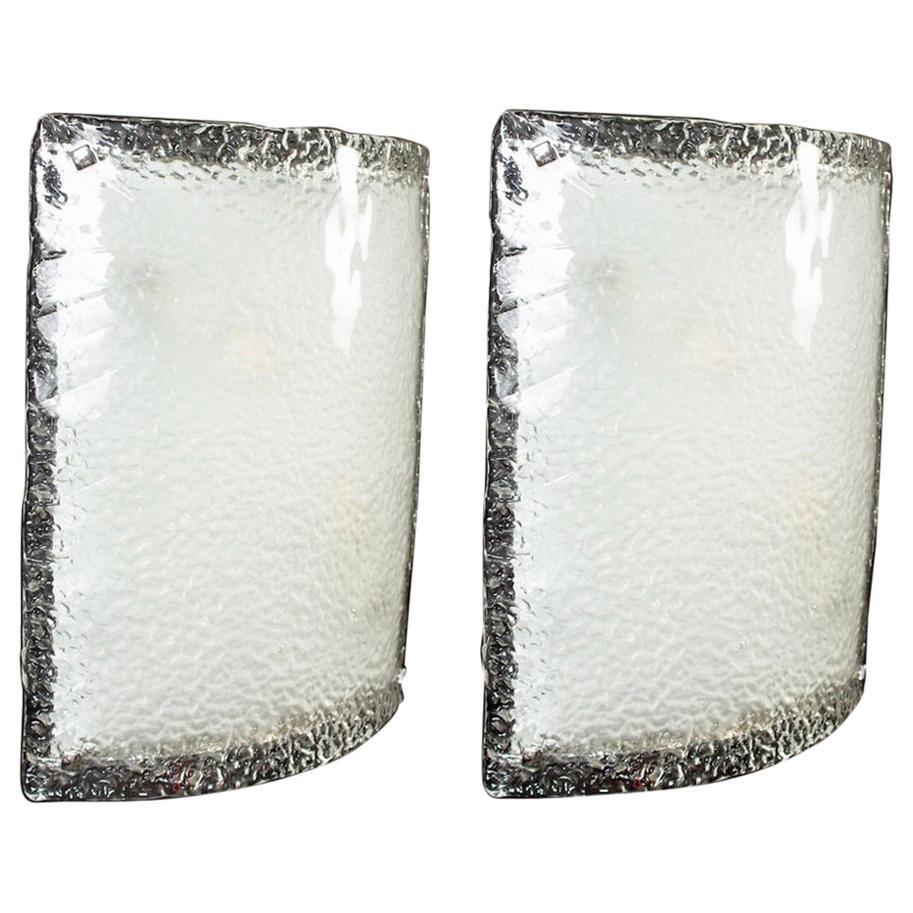 Pair of Large Vistosi Murano Glass Sconces or Wall Lights, 1970 For Sale