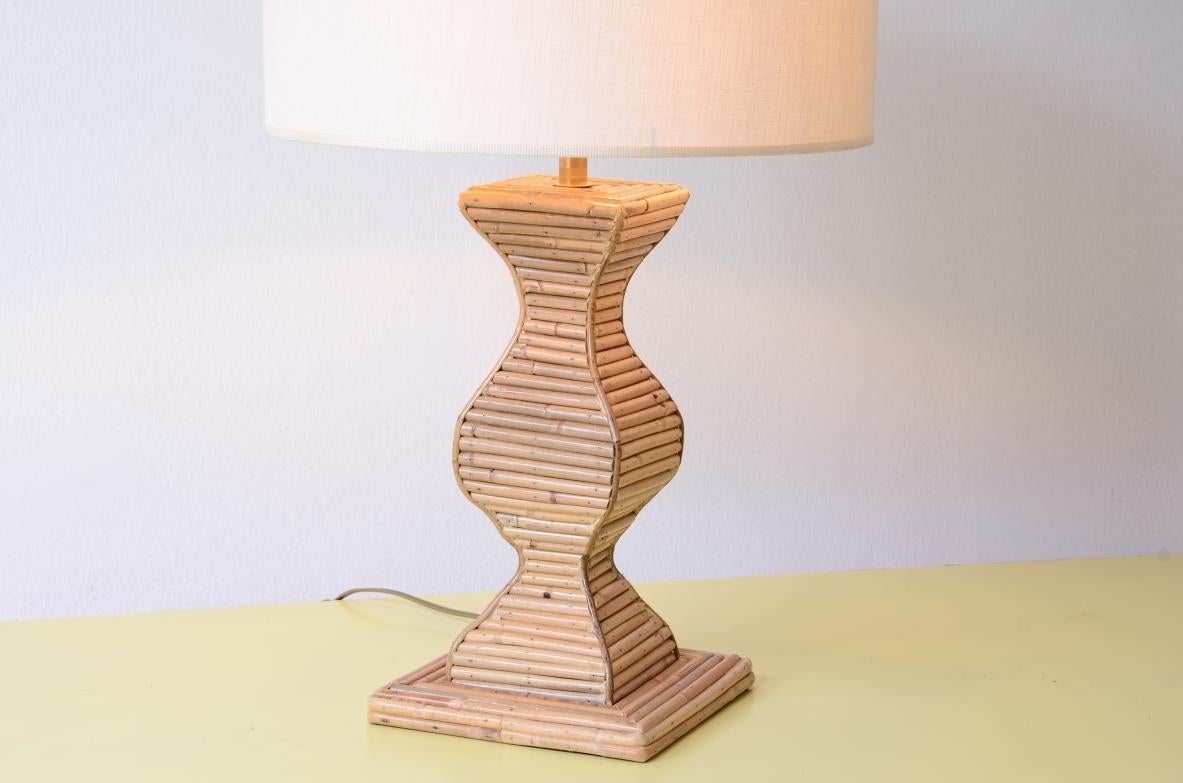 Italian Pair of large Vivai del Sud shaped, rattan-covered table lamps For Sale
