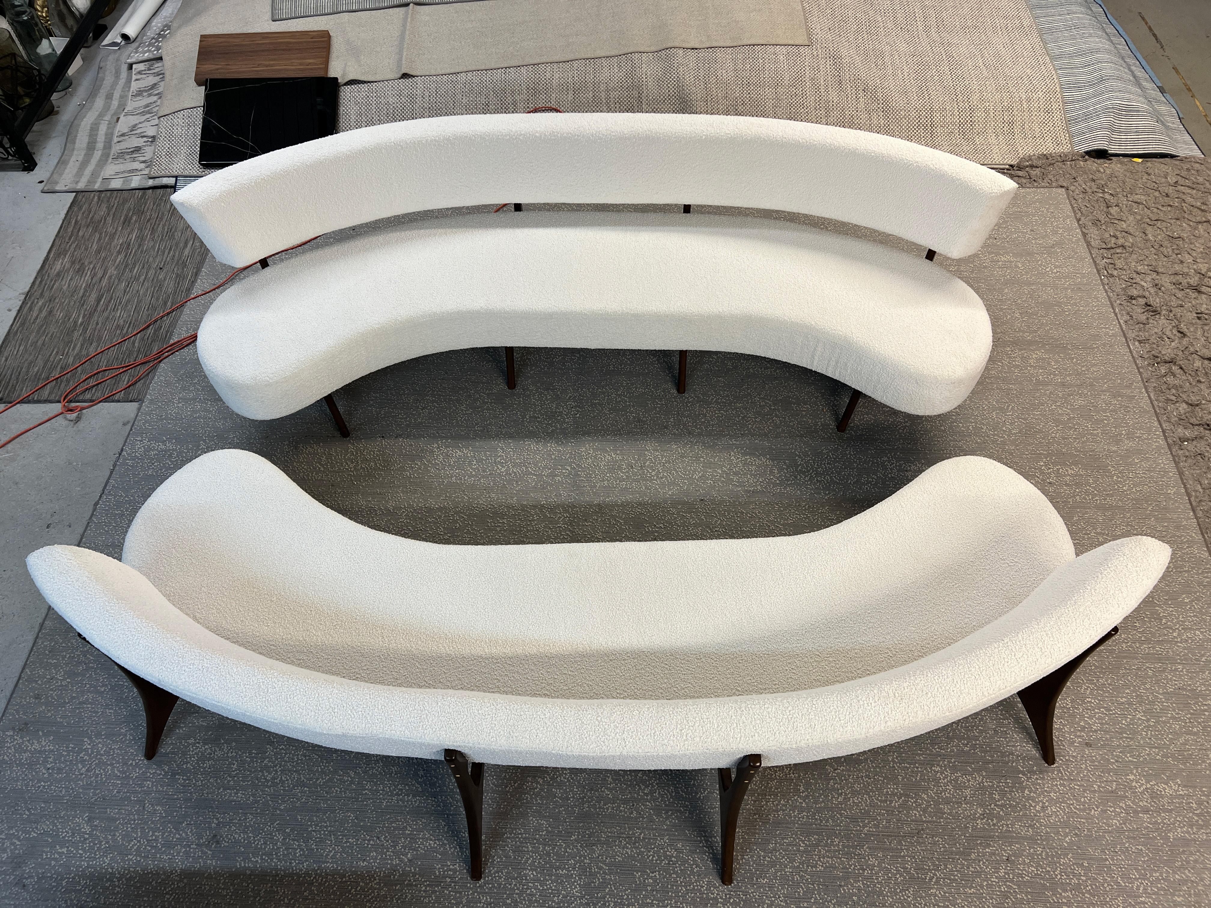 Woodwork Pair of Large Vladimir Kagan Style Custom Floating Curved Sofas  For Sale