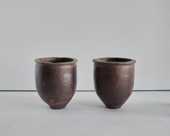 Pair of Large Wabi Sabi Mid-19th Century Japanese Terracotta Pots/Vessels