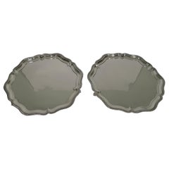 Pair of Large Walker & Hall Silver Plated Cocktail Salvers / Trays
