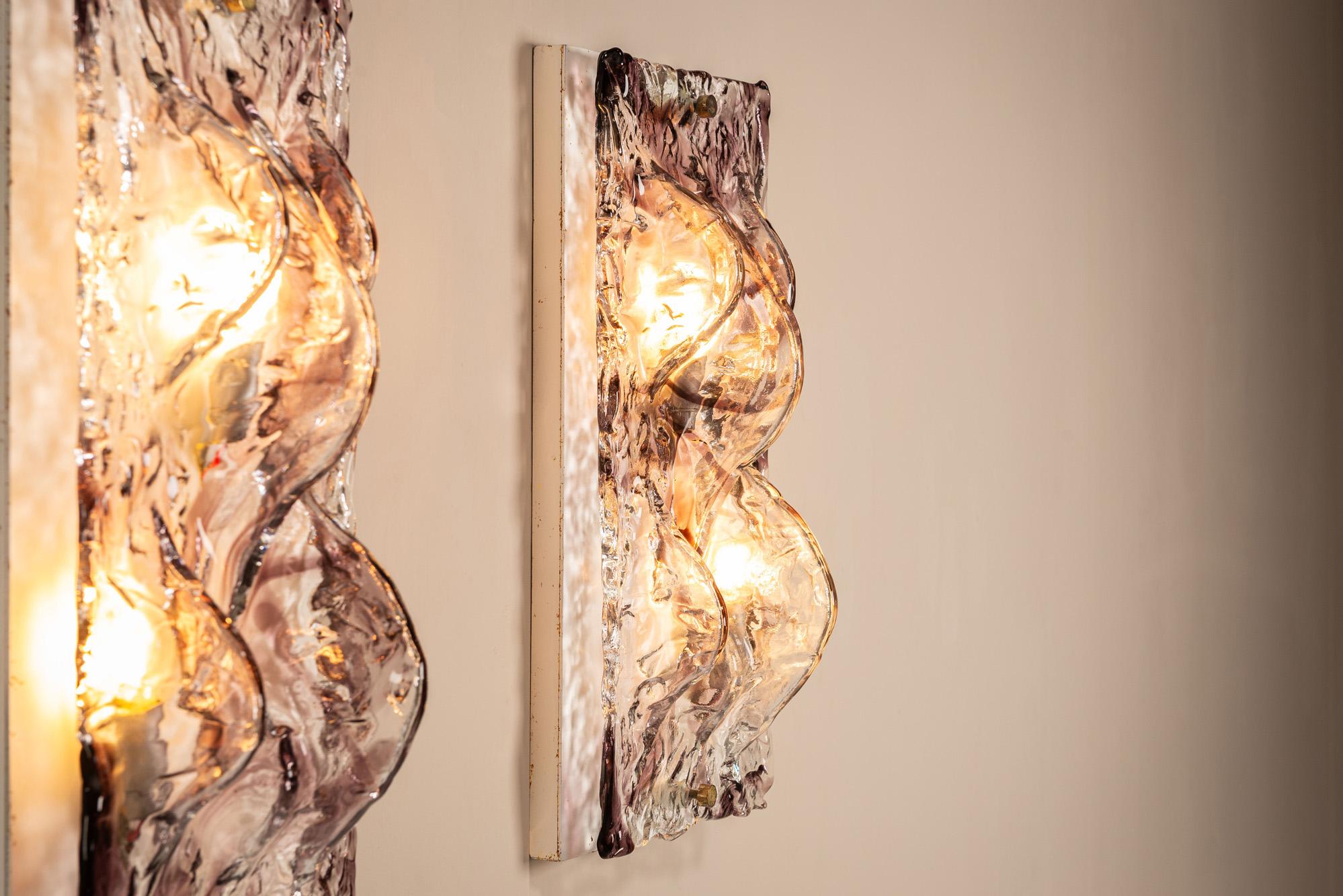 Pareja de grandes apliques de cristal de Murano de Toni Zuccheri, Italia Años 70 en venta 4