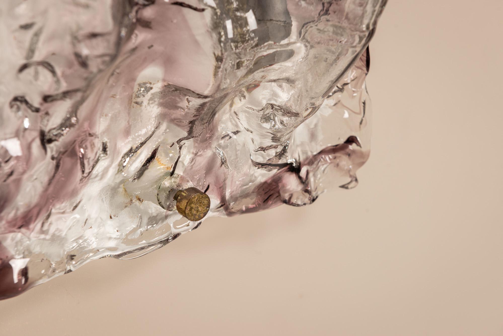 Pareja de grandes apliques de cristal de Murano de Toni Zuccheri, Italia Años 70 en venta 7