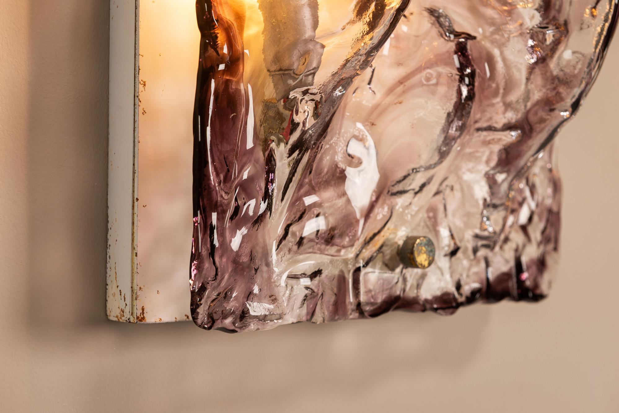 Pareja de grandes apliques de cristal de Murano de Toni Zuccheri, Italia Años 70 en venta 10