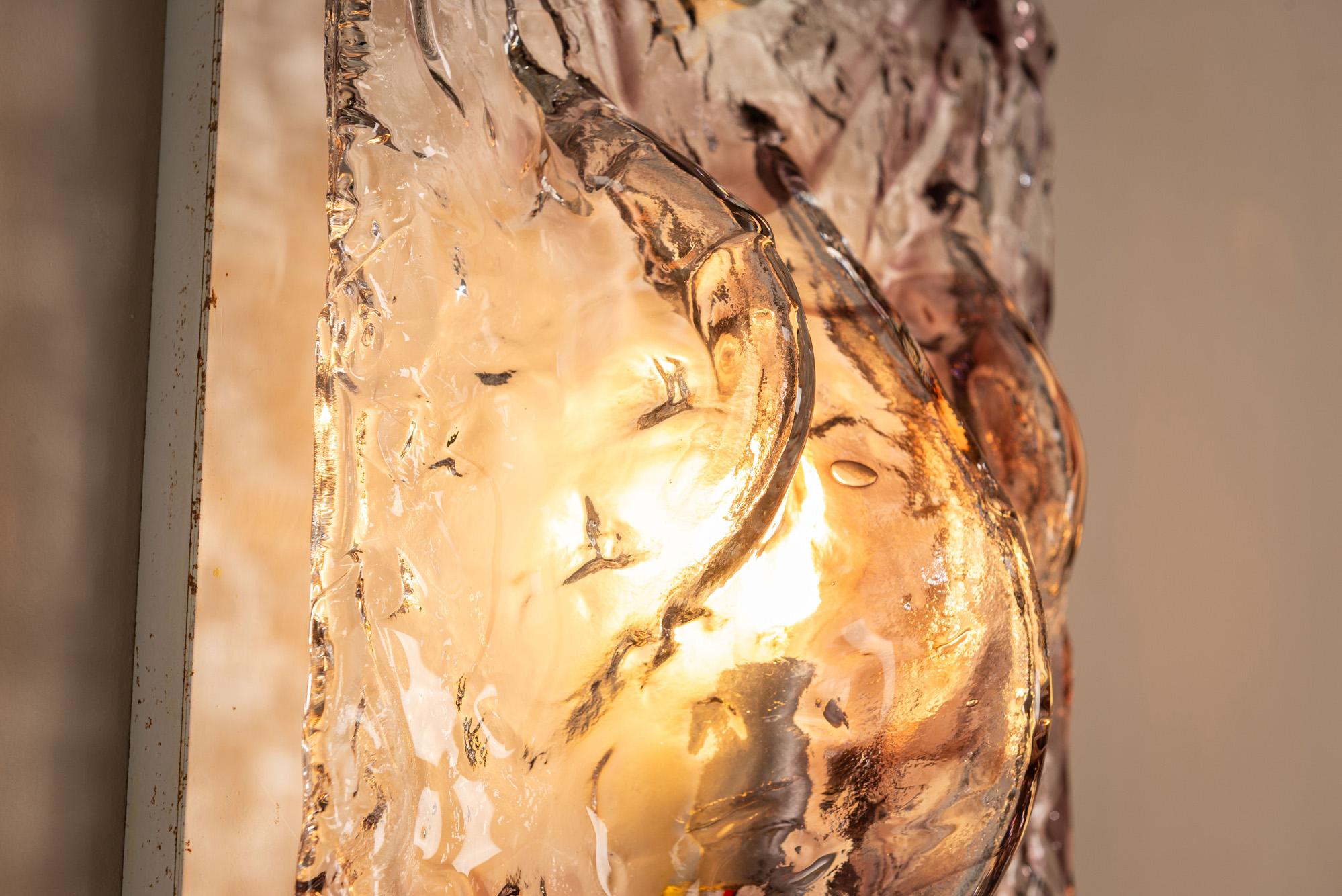 Pareja de grandes apliques de cristal de Murano de Toni Zuccheri, Italia Años 70 en venta 11