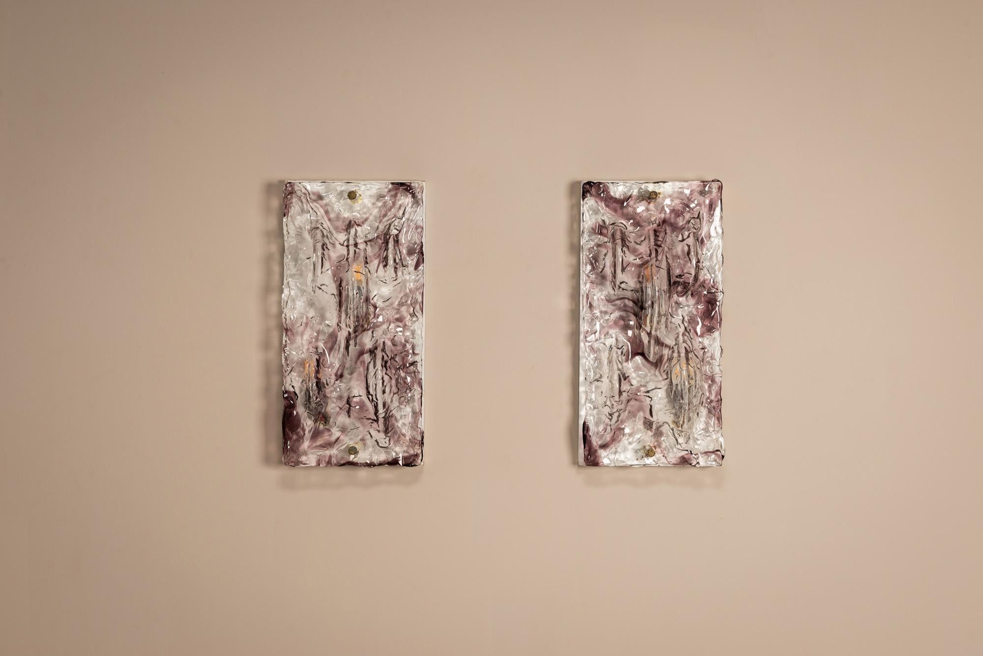 Pareja de grandes apliques de cristal de Murano de Toni Zuccheri, Italia Años 70 en venta 2