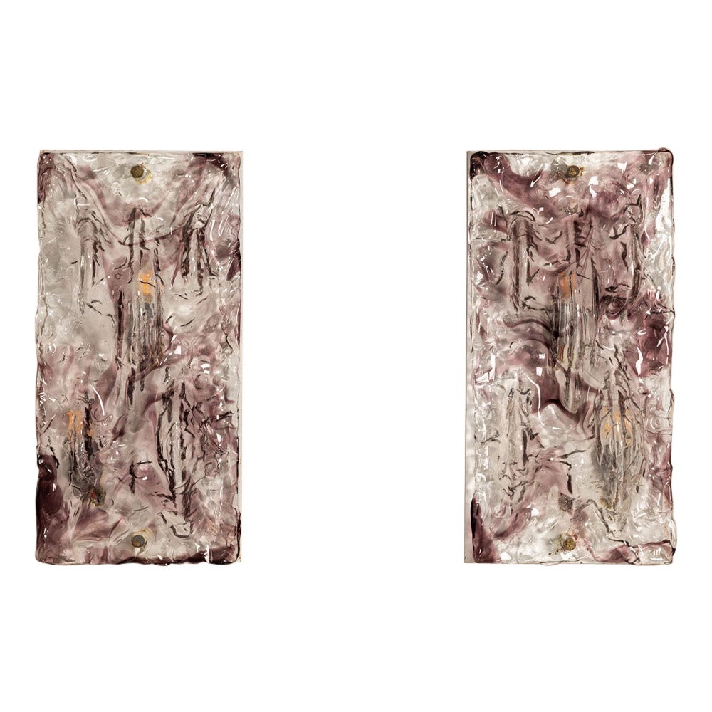 Pair of Large Wall Appliques in Murano Glass by Toni Zuccheri, Italy 1970s