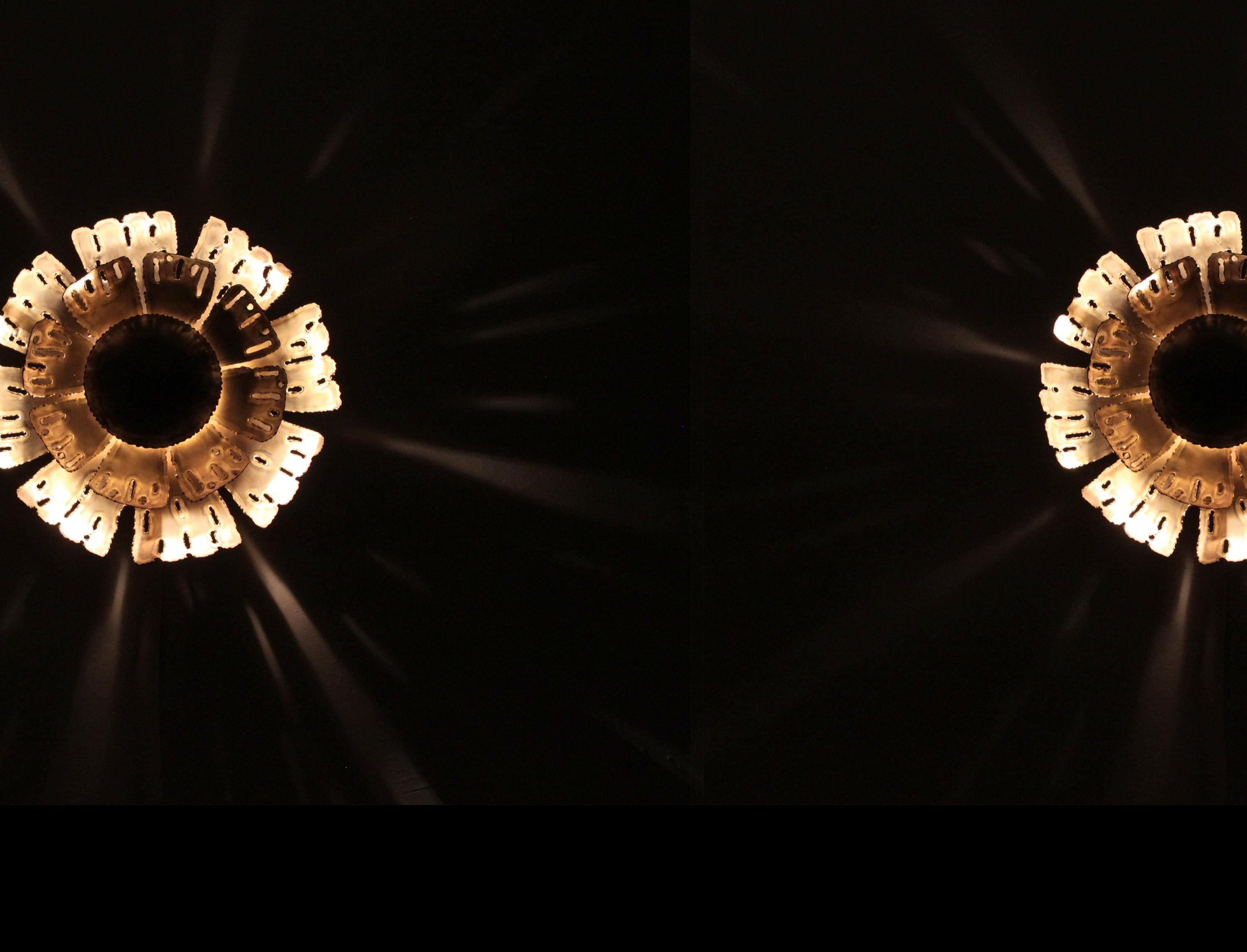 Pair of Large Wall Lights in Brass by Svend Aage Holm Sørensen, Denmark, 1970s For Sale 1