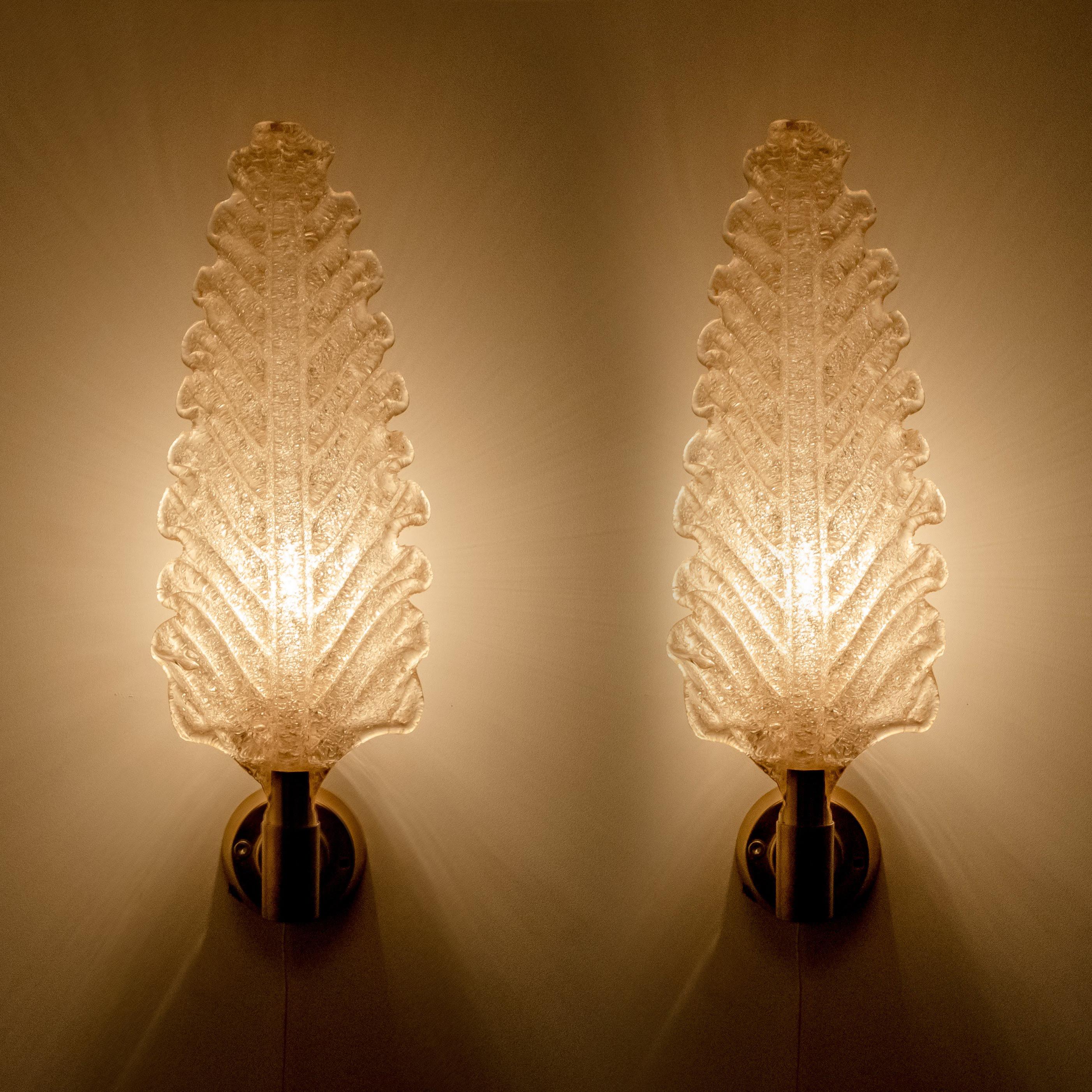 Pair of Large Wall Sconces Barovier & Toso Gold Glass Murano, Italy, 1960 9