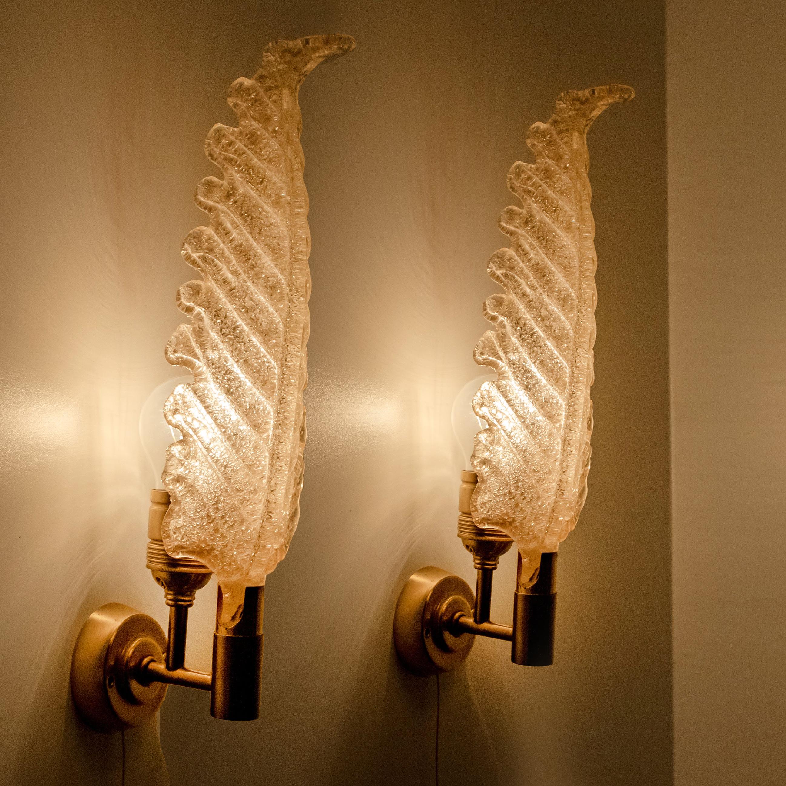 Pair of Large Wall Sconces Barovier & Toso Gold Glass Murano, Italy, 1960 10