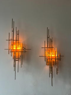 Pair of large wall sconces by Albano Poli for Poliarte