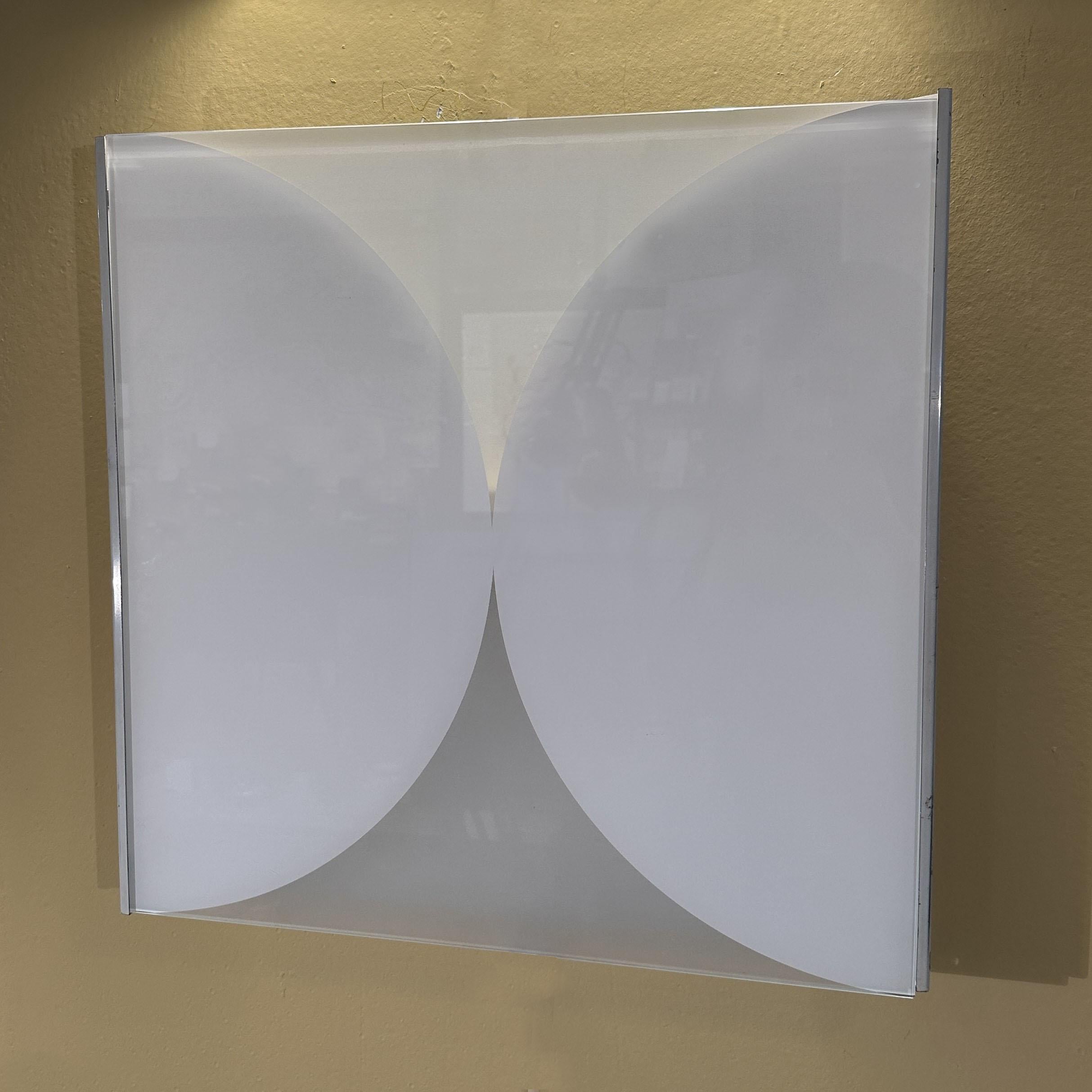 Métal Paire de grandes appliques murales de Bobo Piccoli pour Fontana Arte en verre blanc en vente