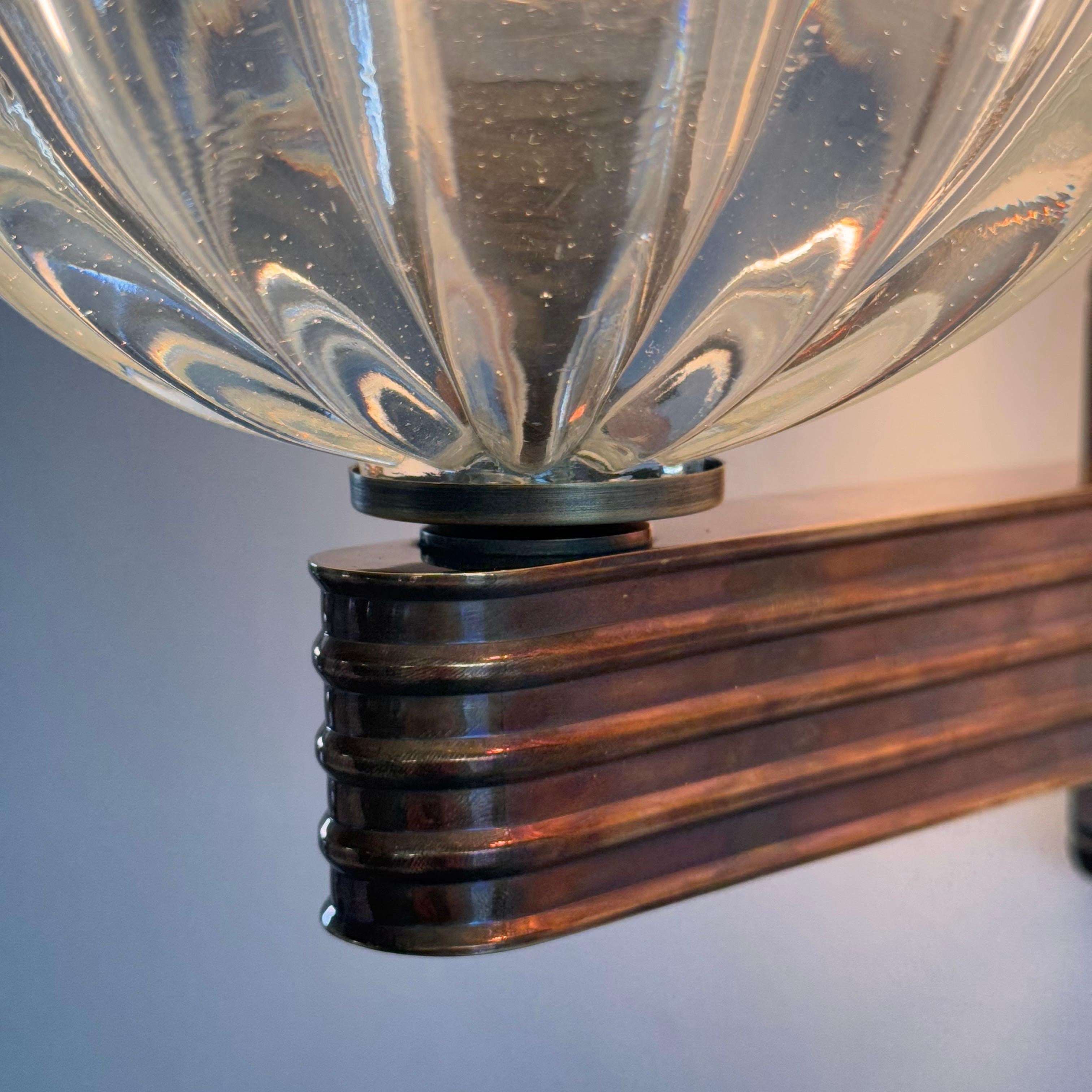 Coppia di grandi lampade da parete di Seguso Vetri d'Arte, attribuite ad Archimede Seguso in vendita 3