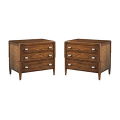 Pair of Large Walnut Art Deco Nightstands