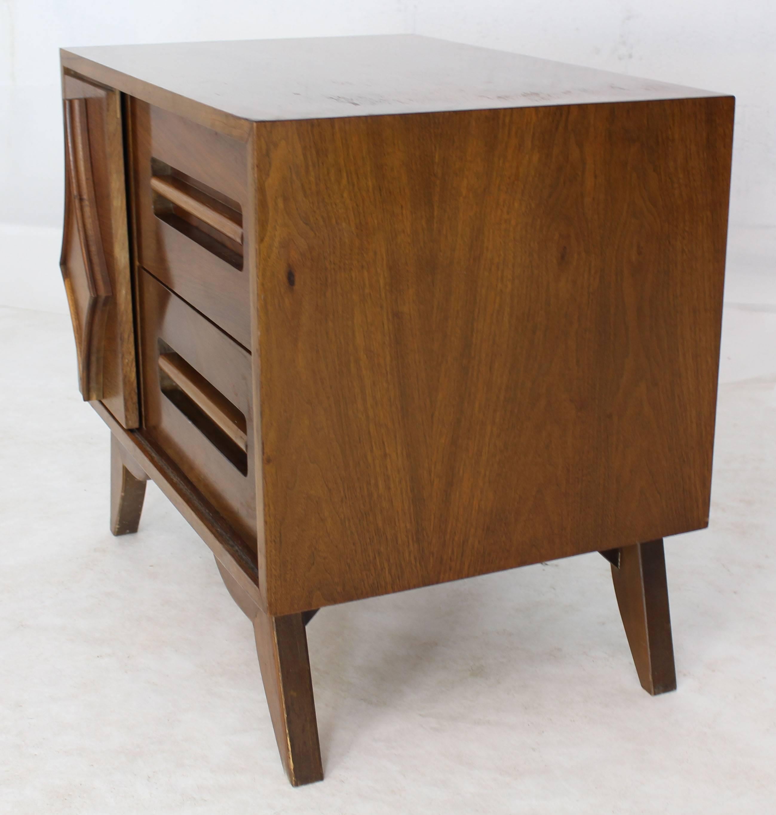 Pair of Large Walnut Nightstands End Tables with Small Bookcase In Good Condition In Rockaway, NJ