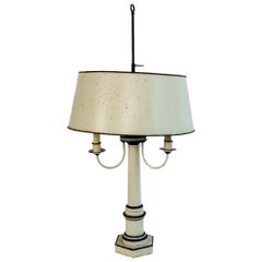 Pair of Large Painted Tole Table Lamps with Original Adjustable Shades.