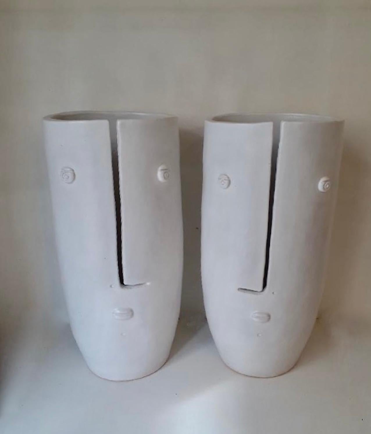 Pair of Large White Ceramic Vases 