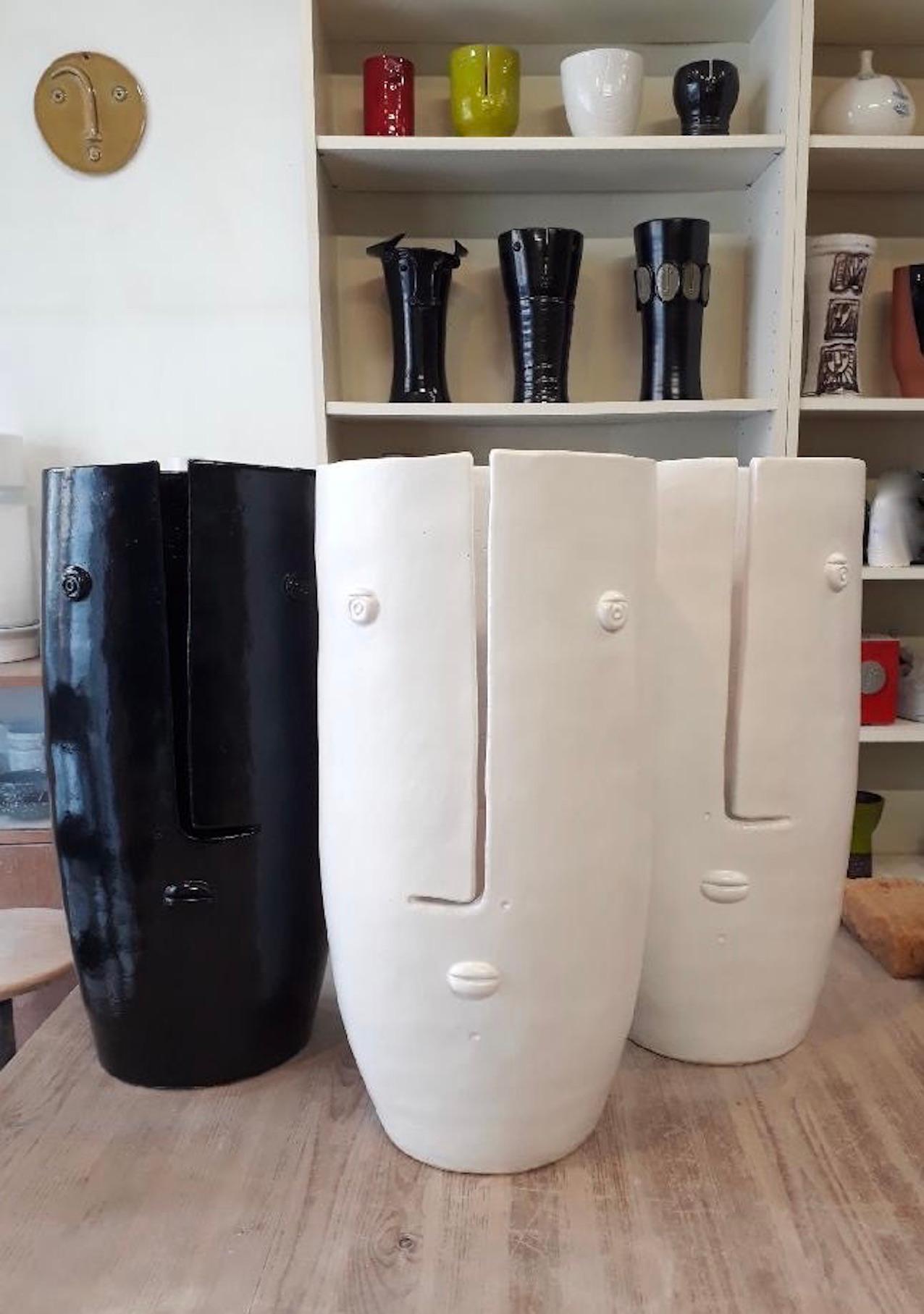 Pair of Large White Ceramic Vases 