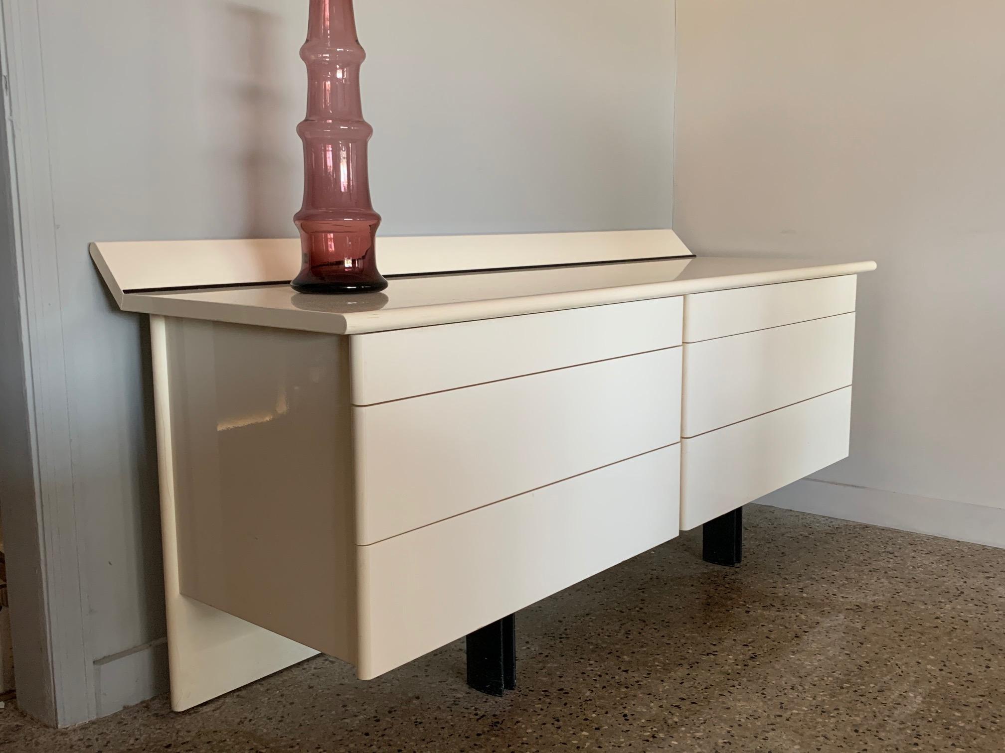 Pair of Large White Lacquer Chests 2