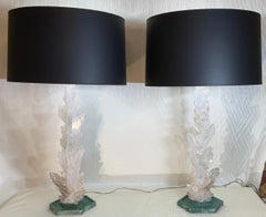 Pair of Large White Rock Quartz Crystal Table Lamps by, Joseph Malekan