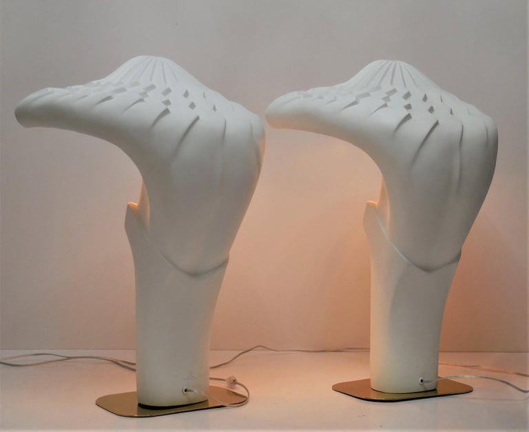 Pair of Large White Sculptural Lamps by Lindsey Balkweill, 1984 For Sale at 1stDibs