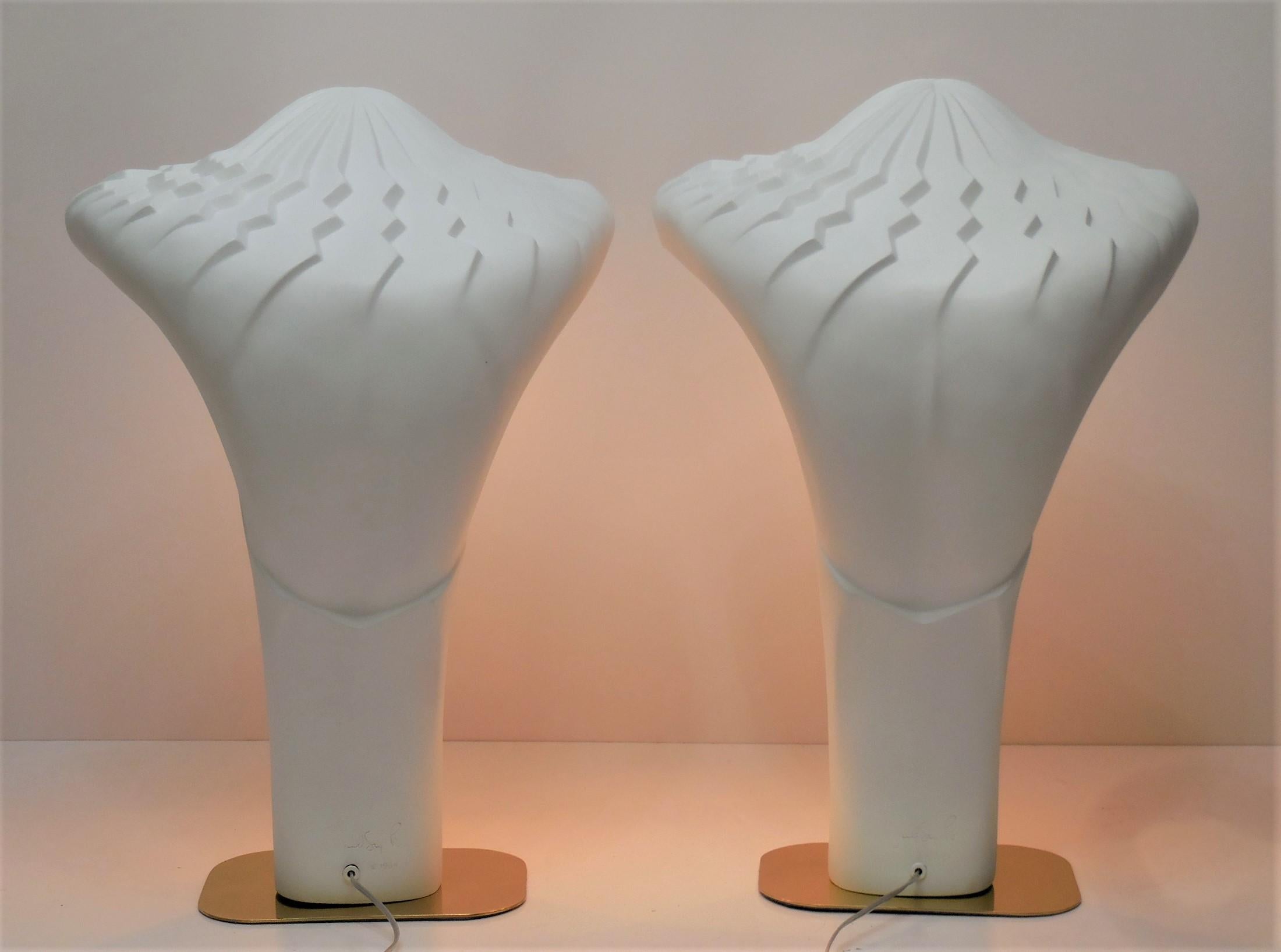 American Pair of Large White Sculptural Lamps by Lindsey Balkweill, 1984