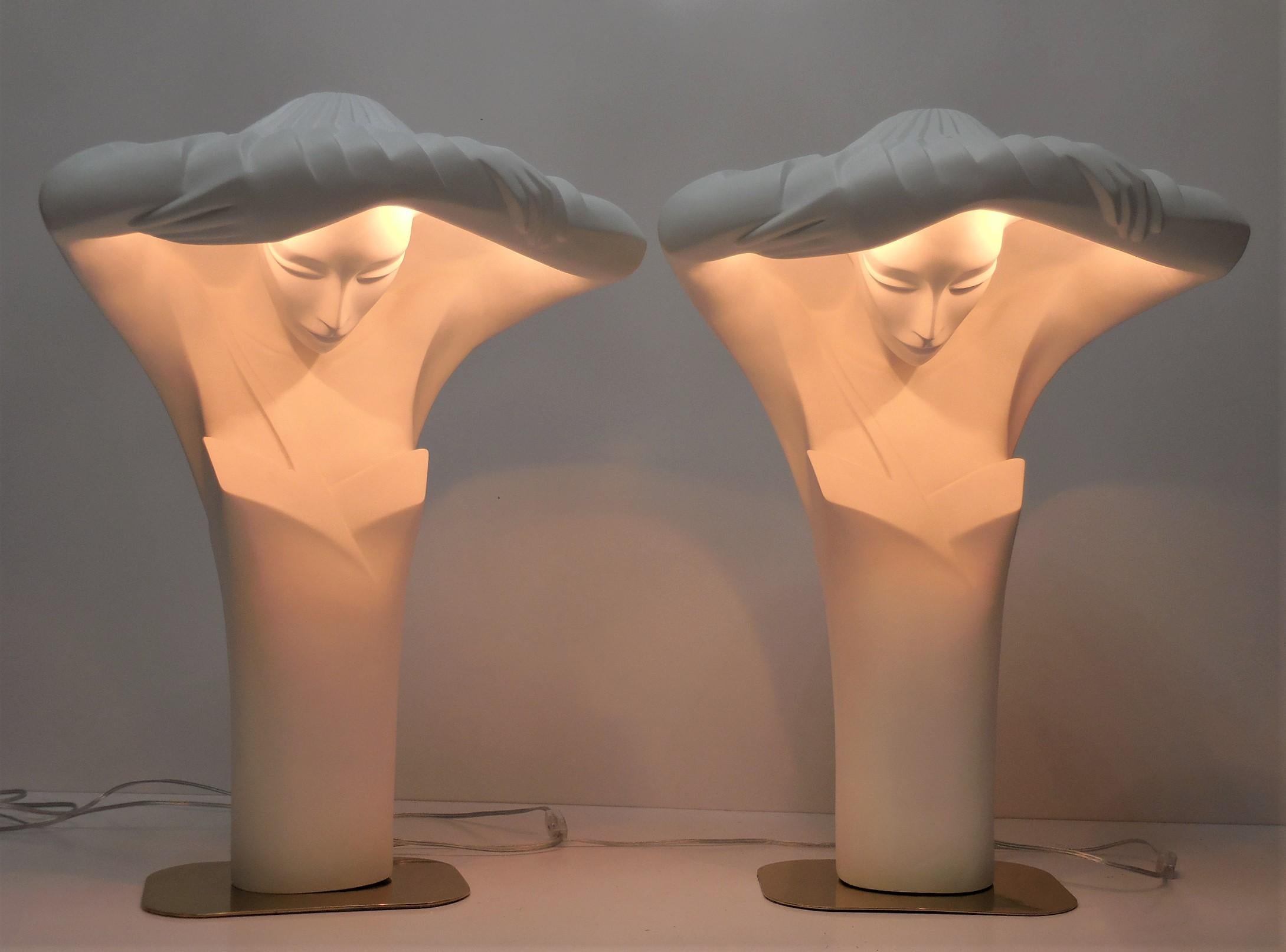 Pair of Large White Sculptural Lamps by Lindsey Balkweill, 1984 2