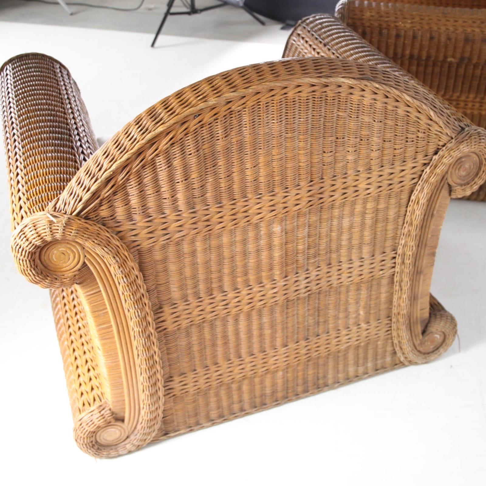 Pair of large wicker armchairs 5
