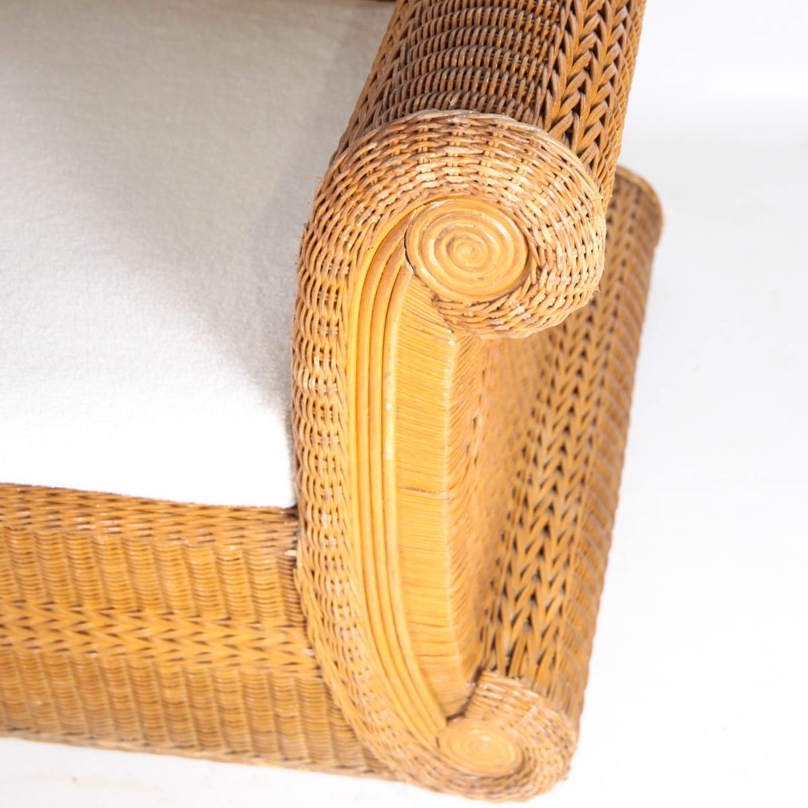 Late 20th Century Pair of large wicker armchairs