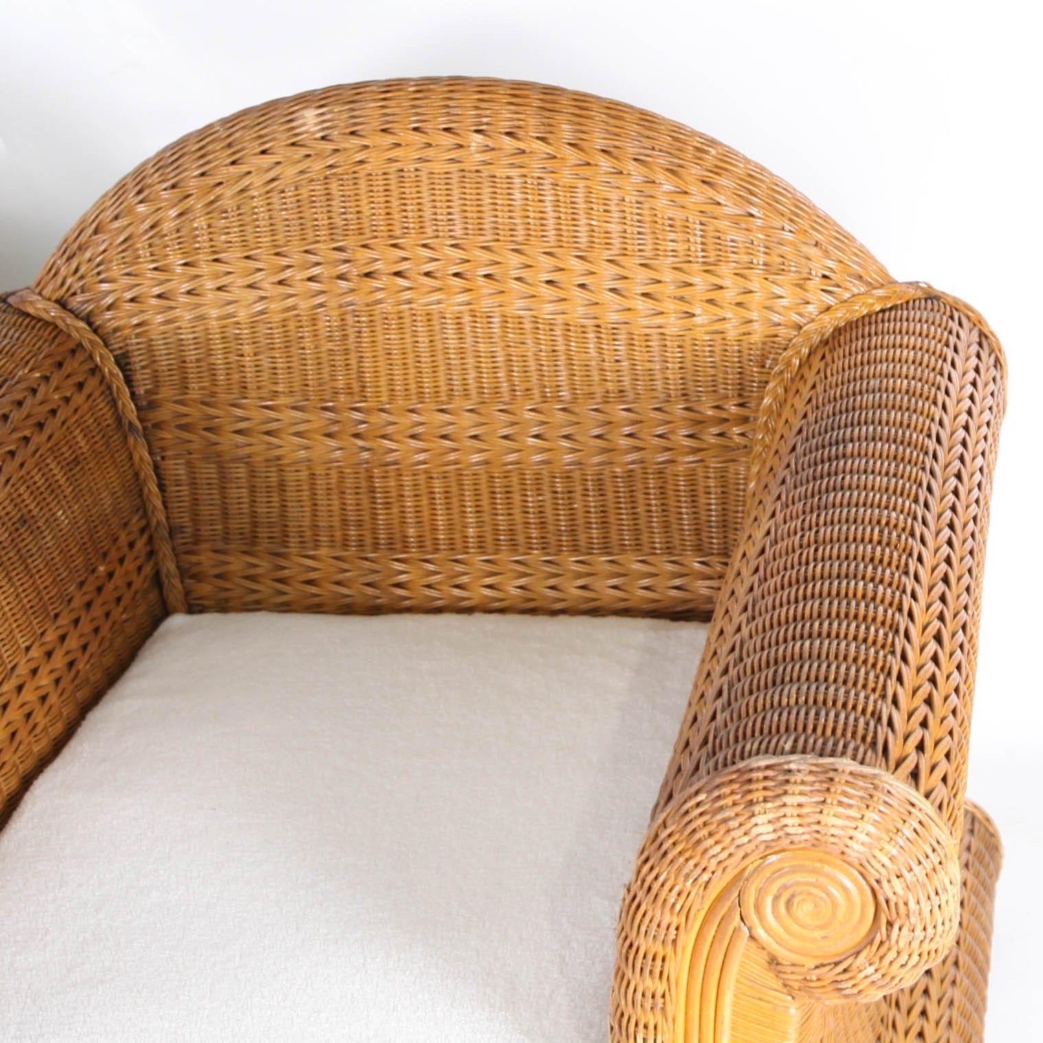 Wicker Pair of large wicker armchairs