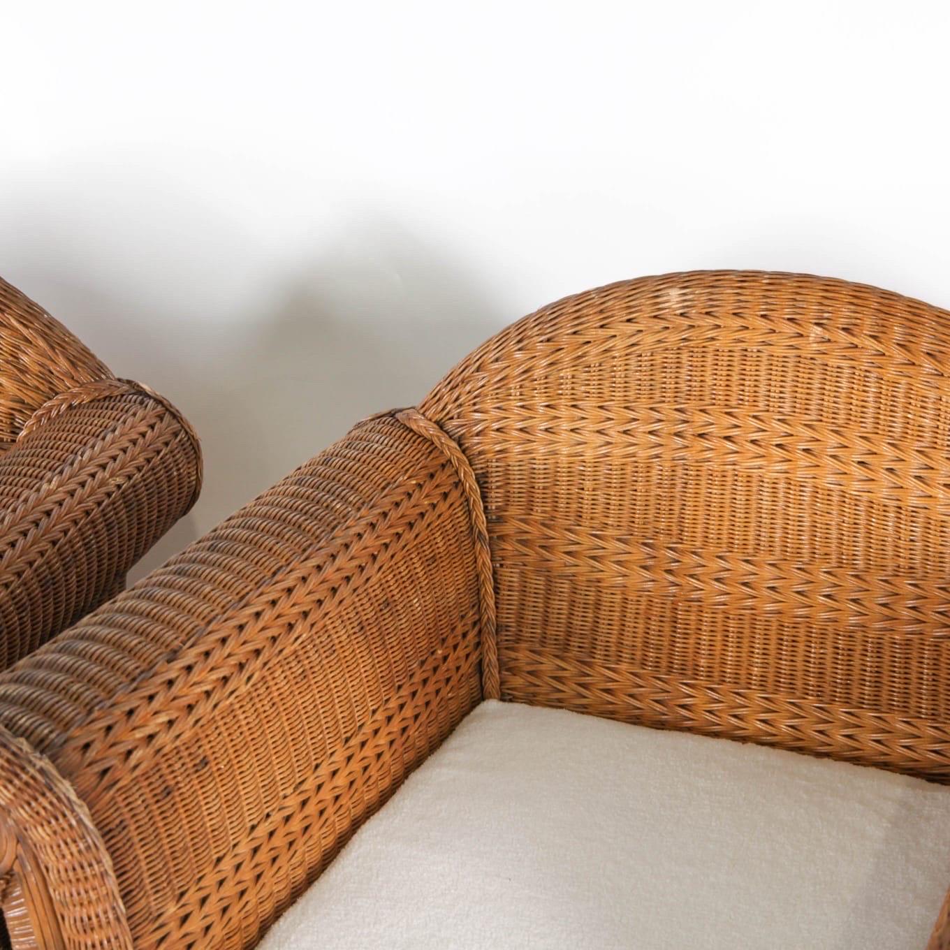 Pair of large wicker armchairs 1