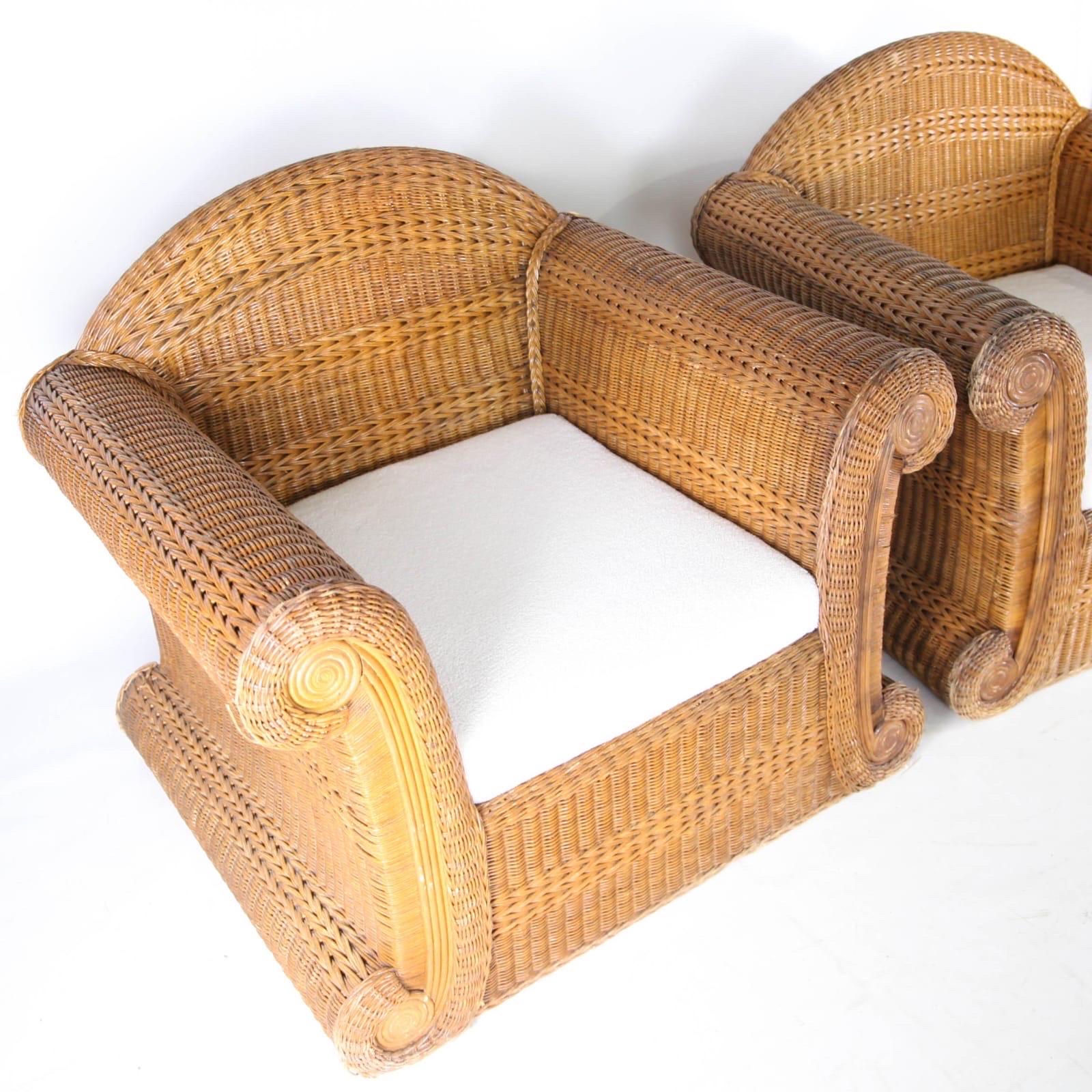 Pair of large wicker armchairs 4