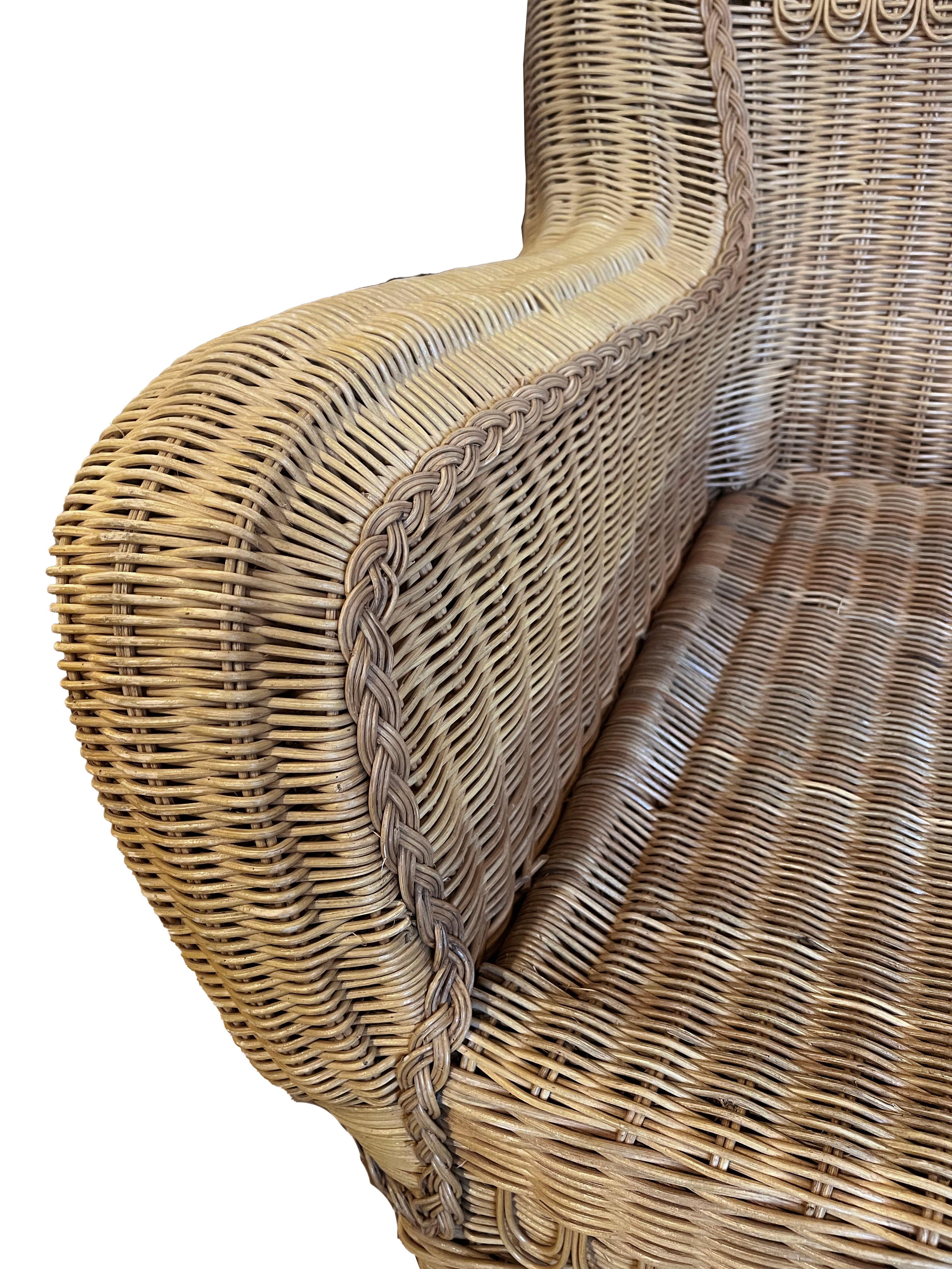 Pair of Large Wicker Armchairs; The Collection of Andre Leon Talley In Good Condition For Sale In Scottsdale, AZ