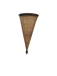 Coppia di grandi mensole da parete in vimini con struttura in metallo