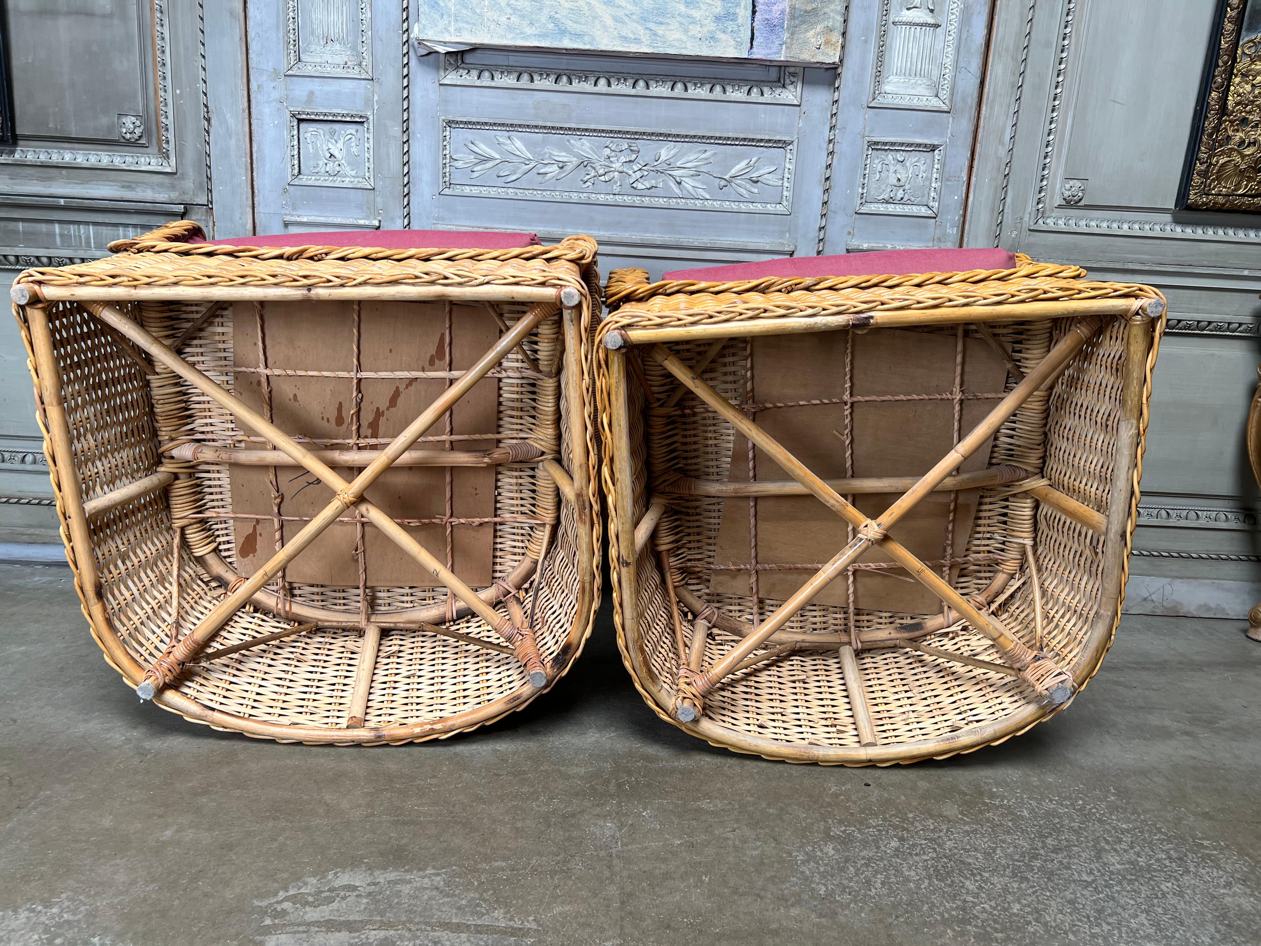 Pair of Large Wicker Works Club Chairs 4