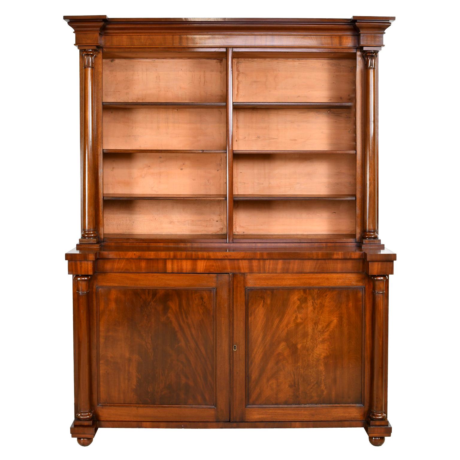 Polished Pair of Large William IV Bookcases in West Indies Mahogany, England, circa 1830