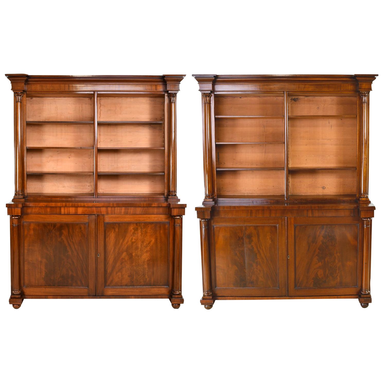 Pair of Large William IV Bookcases in West Indies Mahogany, England, circa 1830