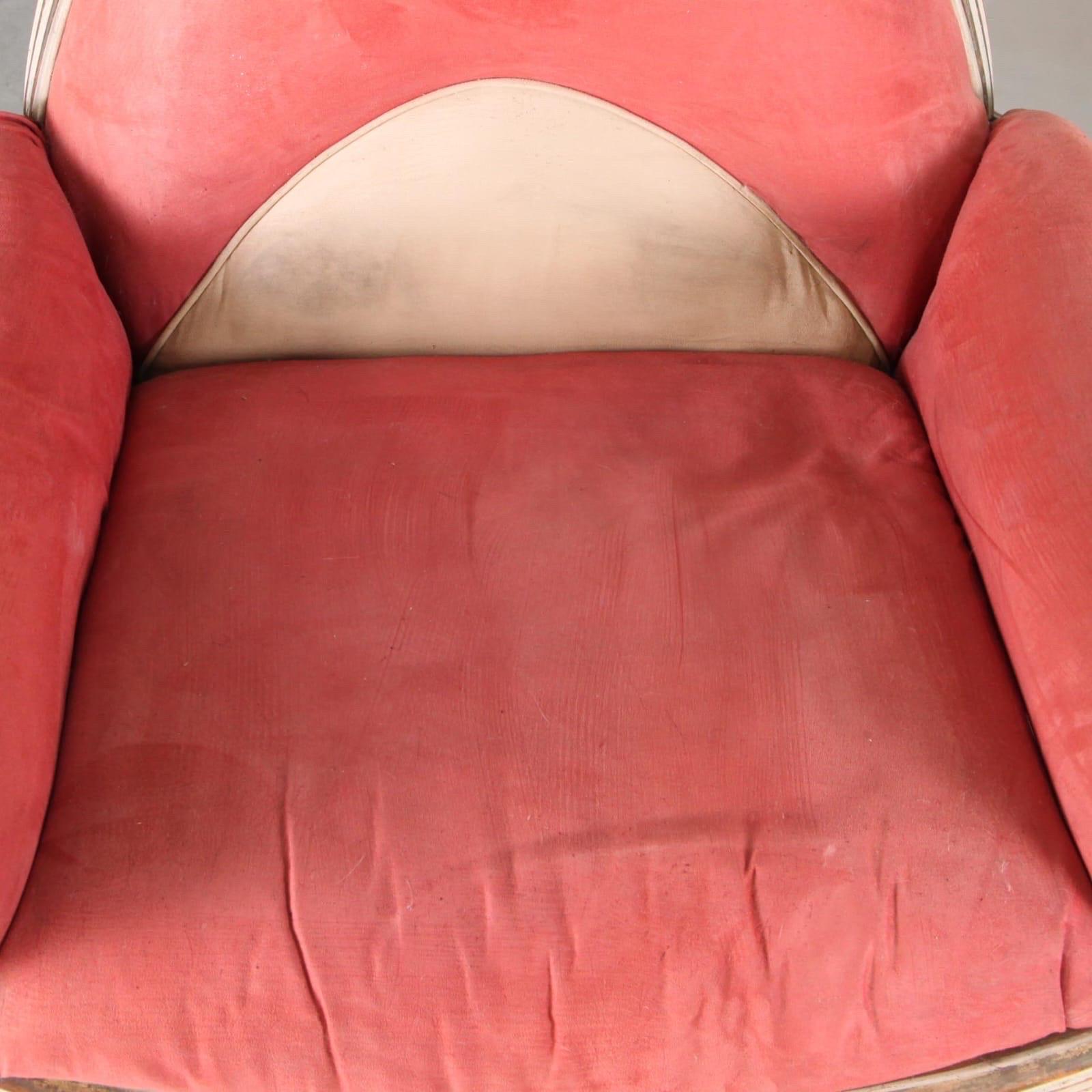 Pair of large wood and fabric armchairs  In Good Condition For Sale In Isle Sur Sorgue, FR