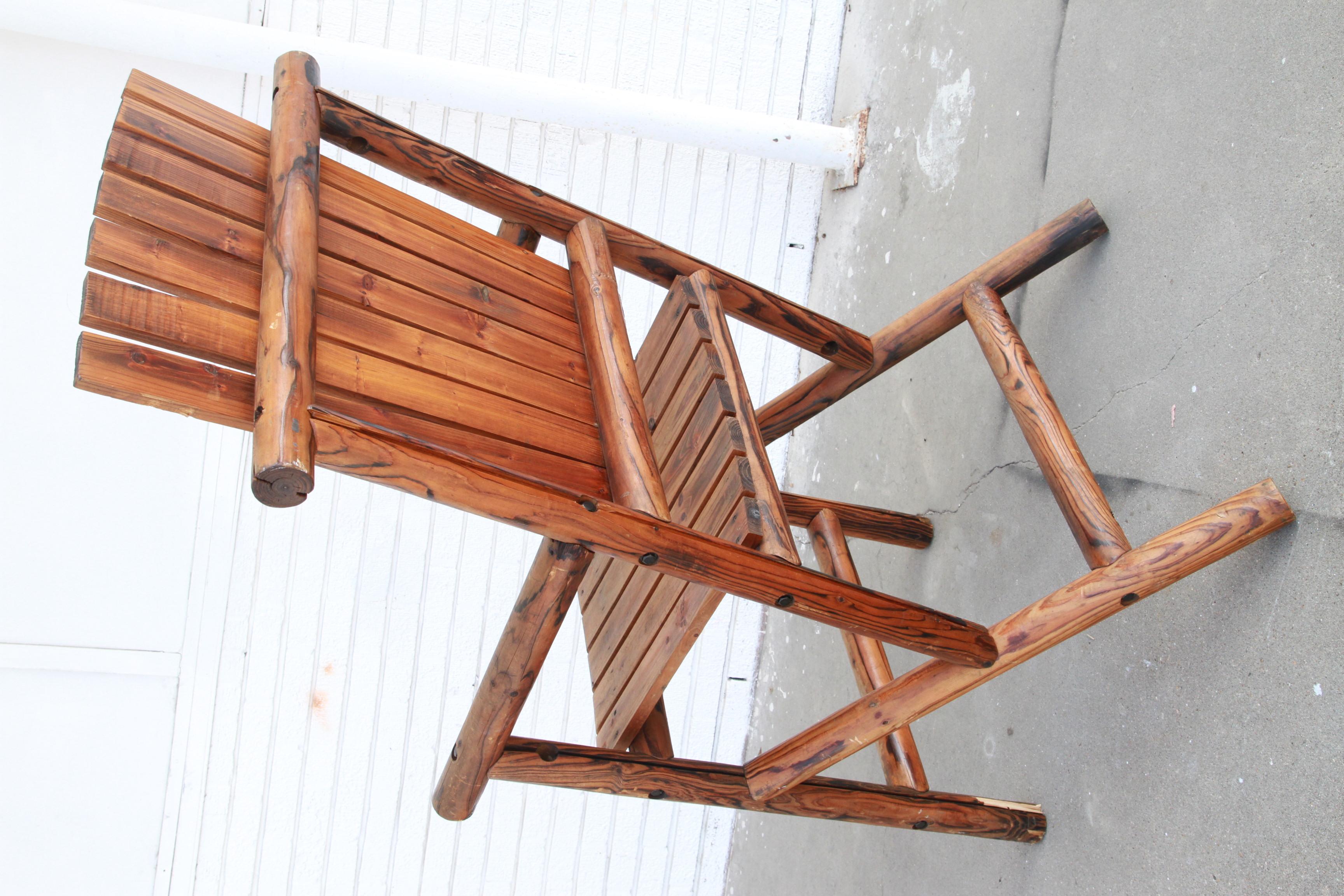 Pareja De Grandes Adirondacks De Madera Estilo Cubierta  Sillones de jardín en venta 6