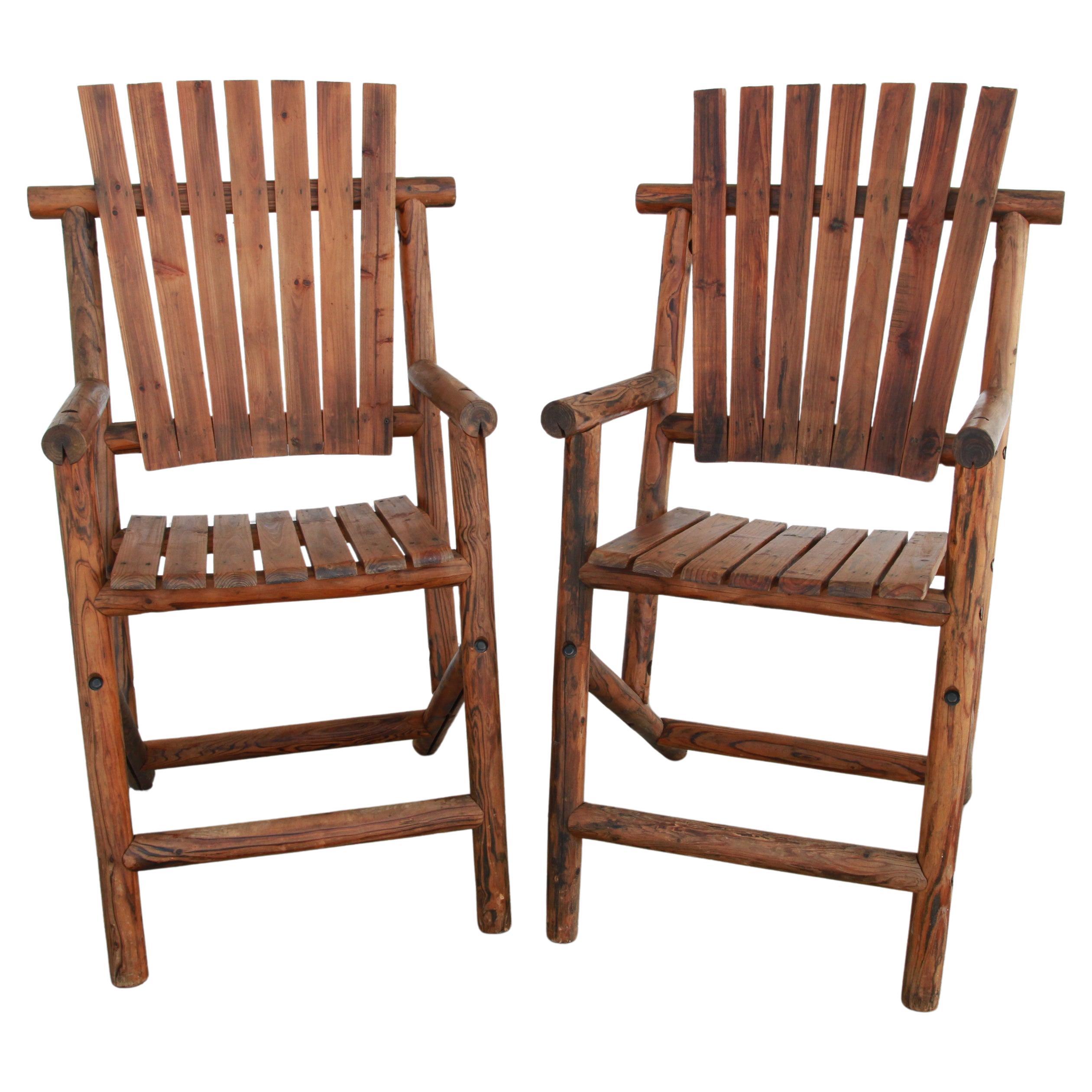 Pair Of Large Wood Deck Adirondacks style  Garden Arm Chairs