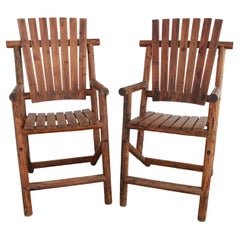 Pair Of Large Wood Deck Adirondacks style  Garden Arm Chairs