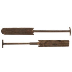 Vintage Pair of Large Wooden Boat Steering Paddles from Kerala, South India
