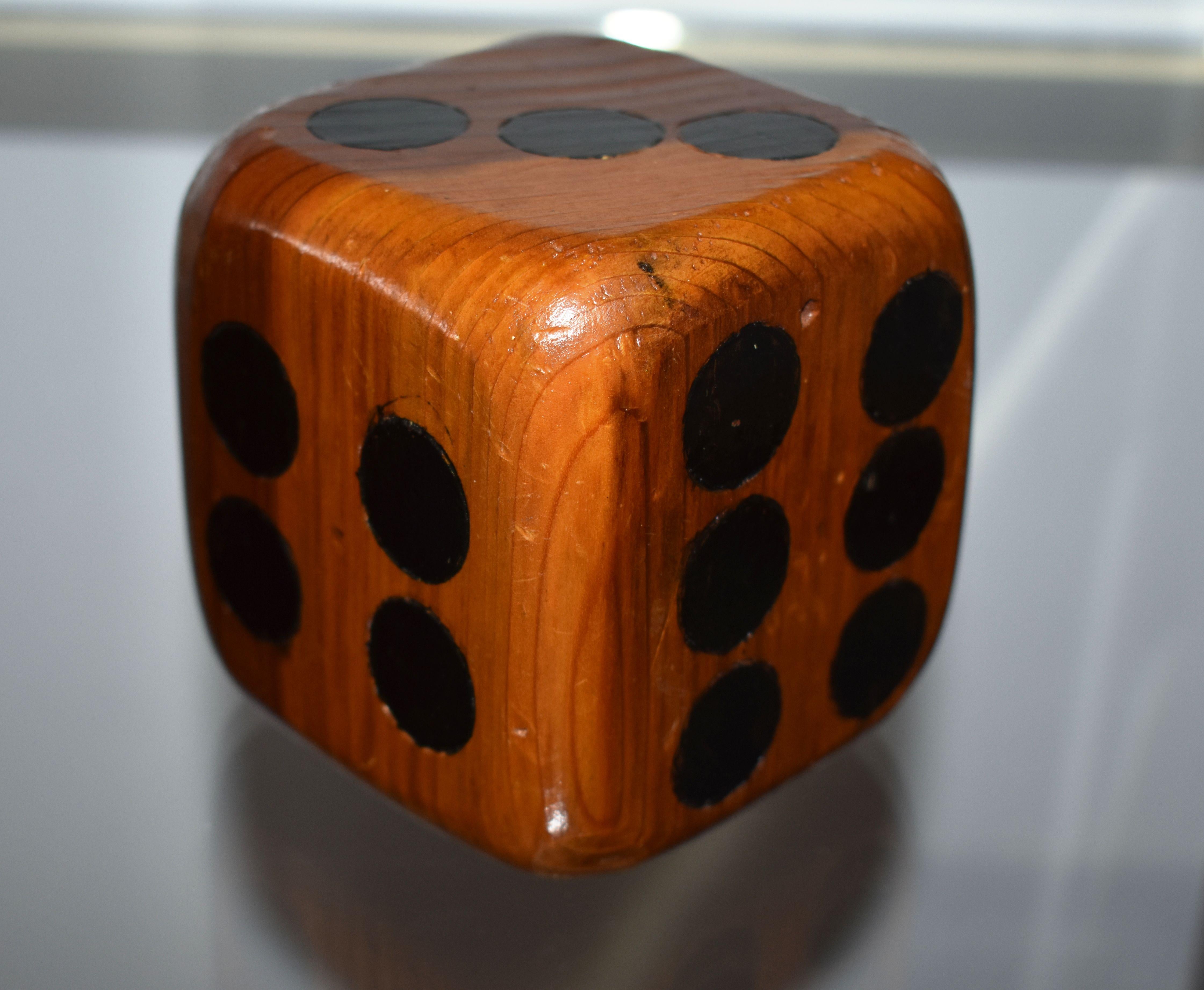 Mid-Century Modern Pair of Large Wooden Dices Paperweight For Sale