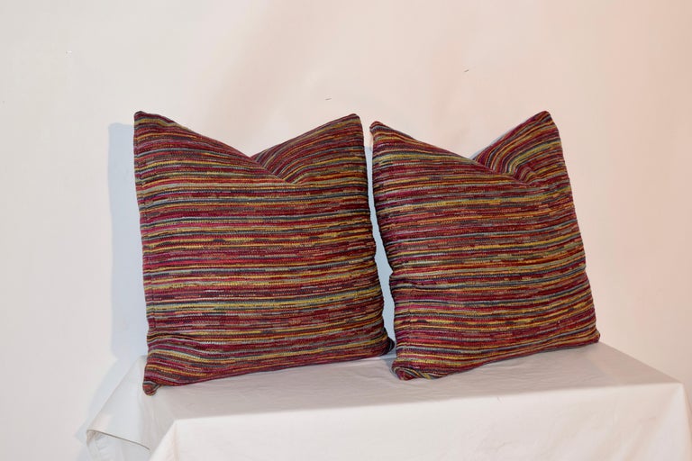 Pair of Large Woven Fabric Pillows For Sale at 1stdibs