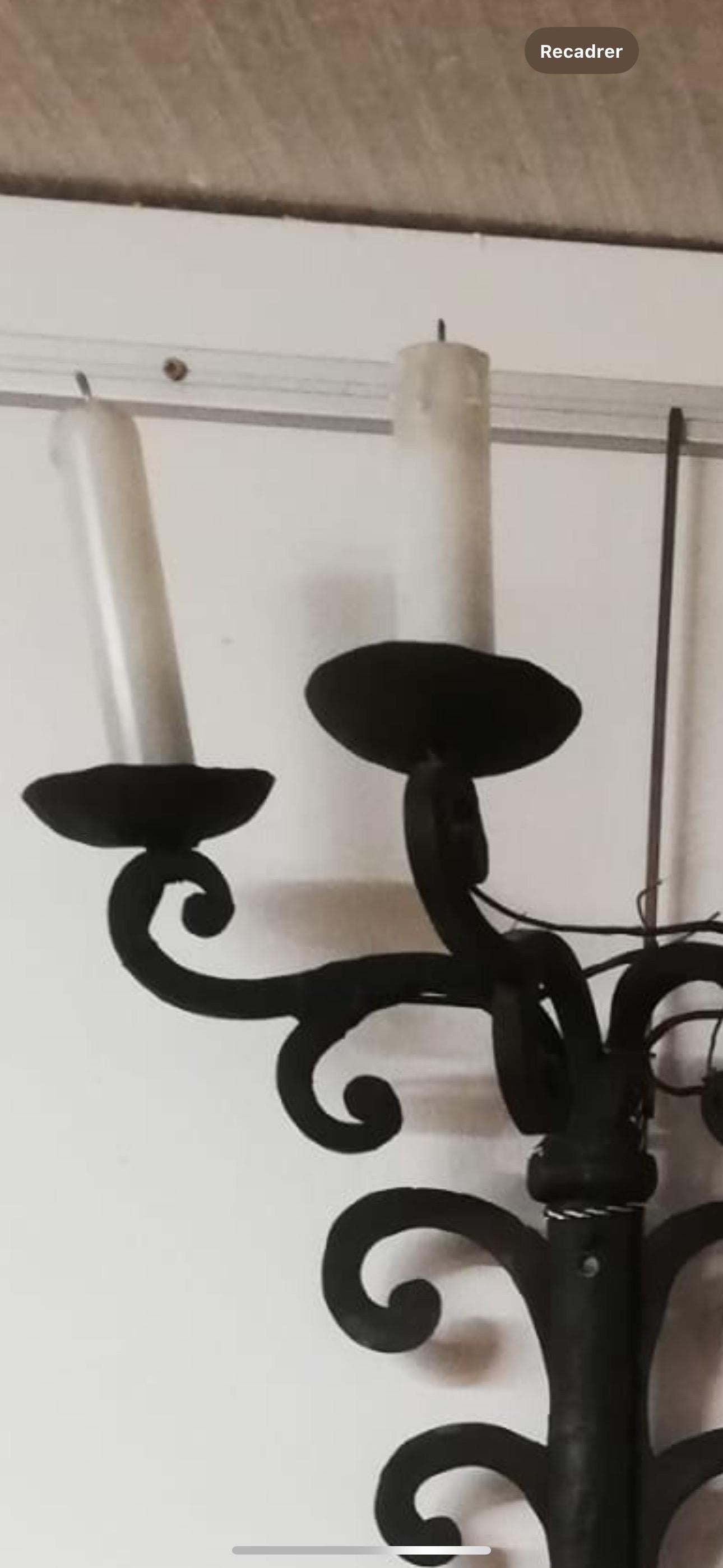large pair of wrought iron sconces