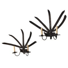 Pair of Large Wrought Iron Sconces