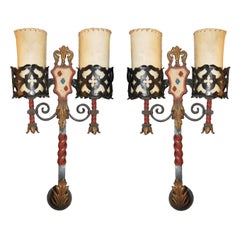 Pair of Large Wrought Iron Sconces